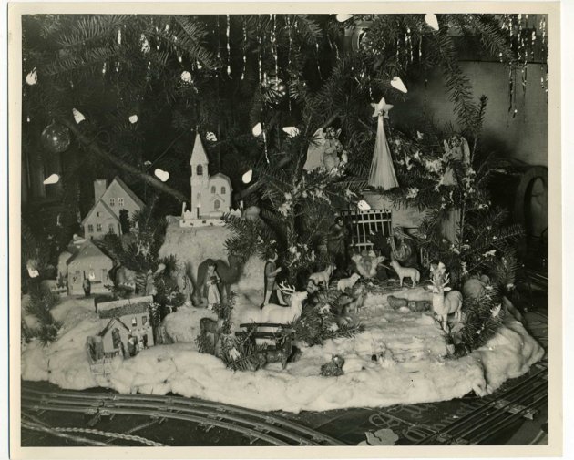 Christmas village putz houses vintage 
photo